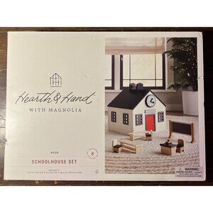 New In Box! -Wooden Toy Schoolhouse Set Hearth & Hand By Magnolia Home 8 pc Set
